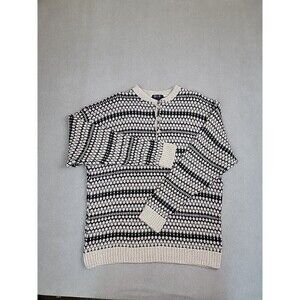 Vintage Old Glory Sweater Mens L Pullover Gray Blue Geometric Knit Cotton 90s
